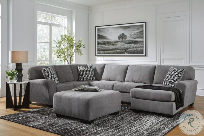 Sectional Sofa Textured Fabric with Oversized Chaise Section
