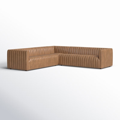 Sectional Sofa Textured Weave L-Shaped Low Profile Modern Layout
