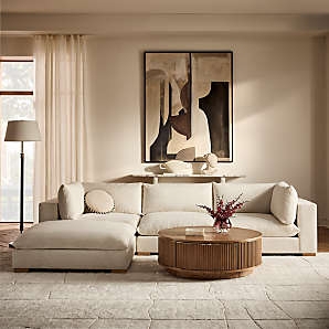 Sectional Sofa Textured Weave Modular Layout Low Profile Contemporary