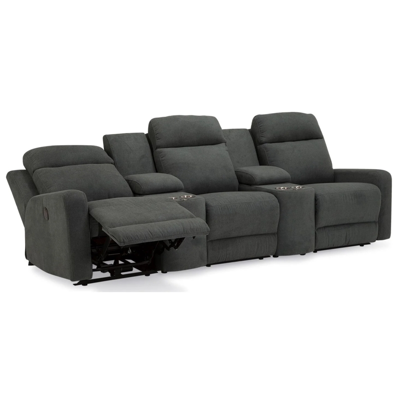 Sectional Sofa Theater Seating Layout Cerulean Blue Integrated Consoles