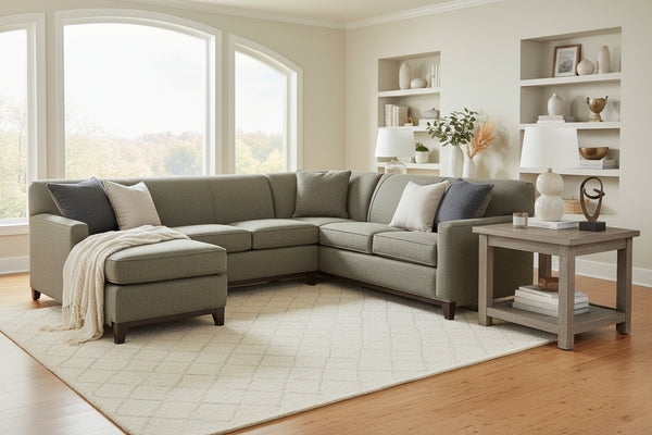 Sectional Sofa Tight Back Track Arm Off White Transitional Style