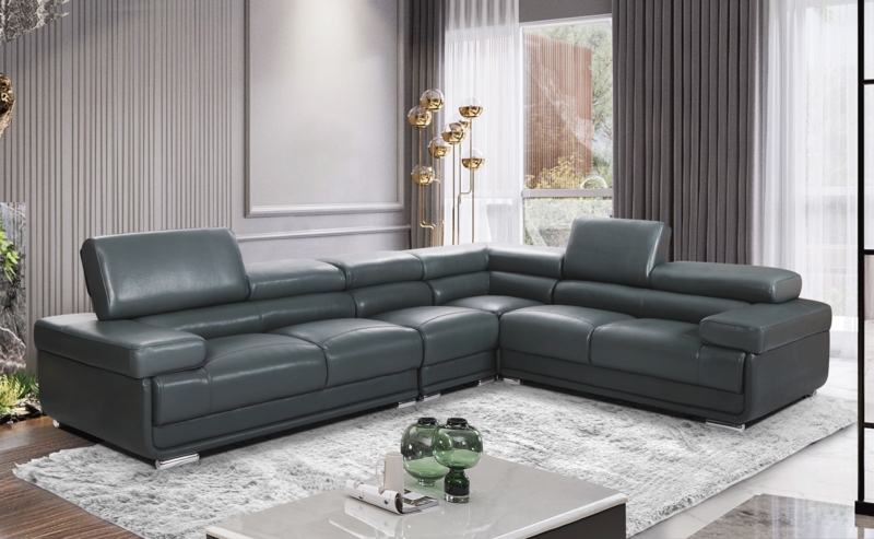 Sectional Sofa Tufted Back with Transitional Woven Fabric