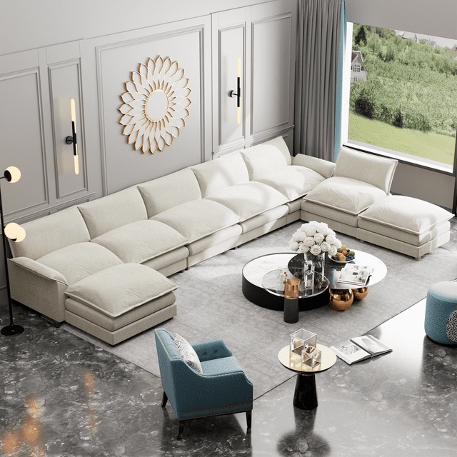Sectional Sofa U Shaped Configuration Oversized Modular Pit Sectional