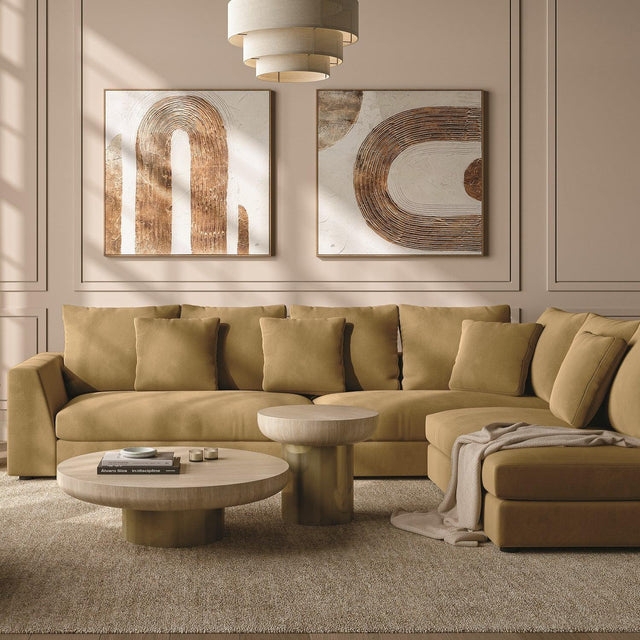 Sectional Sofa Vertical Channel Tufting Modern Velvet Couch