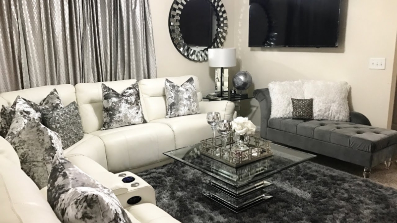 Sectional Sofa White Modern Luxury Styling with Geometric Base Details