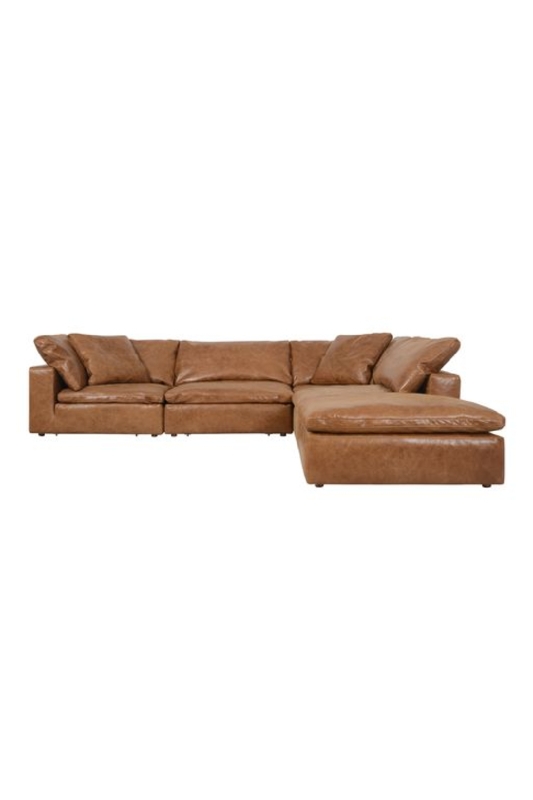 Sectional Sofa Wide Track Arms Industrial Leather-Like Seating