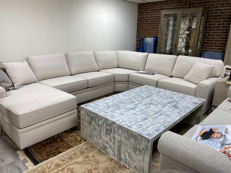 Sectional Sofa Wide Track Arms Off-White L-Shaped Minimalist Styling
