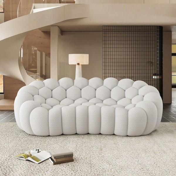 Sectional Sofa with 3D Textured Knit, Armless Curved Silhouette Design