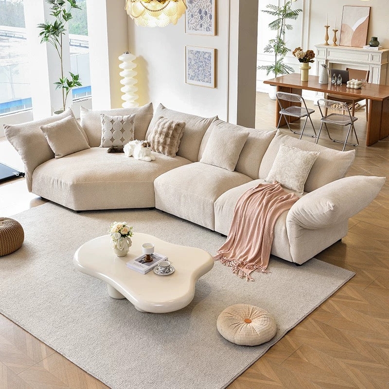 Sectional Sofa with Adjustable Backrests in Sculptural Style