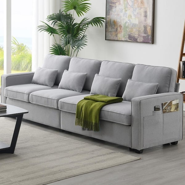 Sectional Sofa with Armrest Pockets and Low-Profile Design