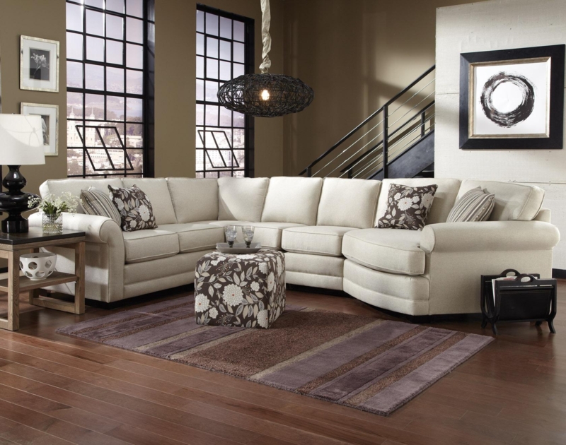 Sectional Sofa with Cuddler Seat, Light Grey Transitional Seating