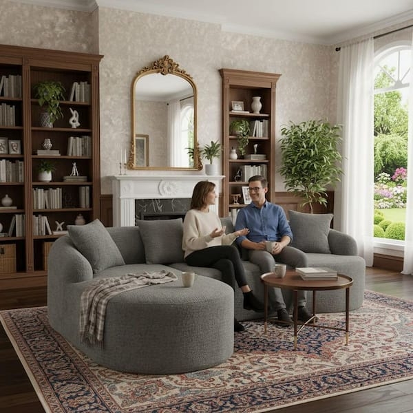 Sectional Sofa with Deep Seating, Comfortable Plush Cushions