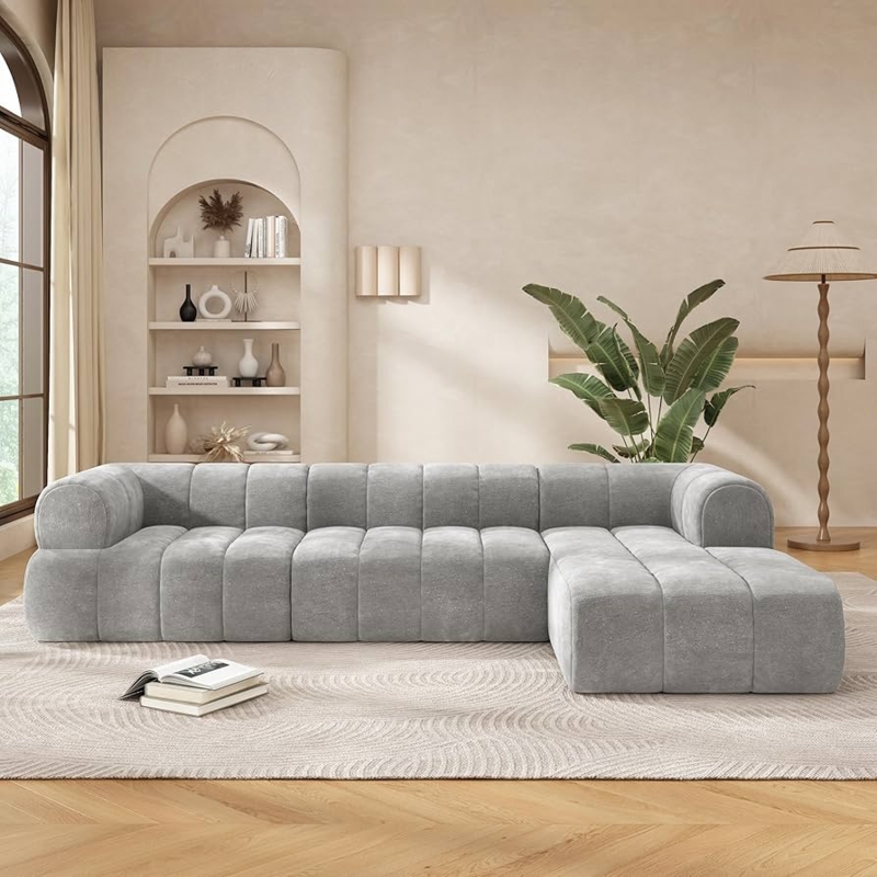 Sectional Sofa with Extra Wide Arms, Low Profile Living Room Seating