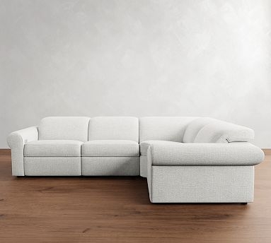 Sectional Sofa with Integrated Reclining Seats, Gray Chenille