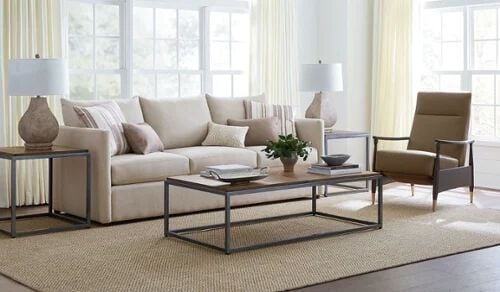 Sectional Sofa with L-Shaped Silhouette and Track Arms