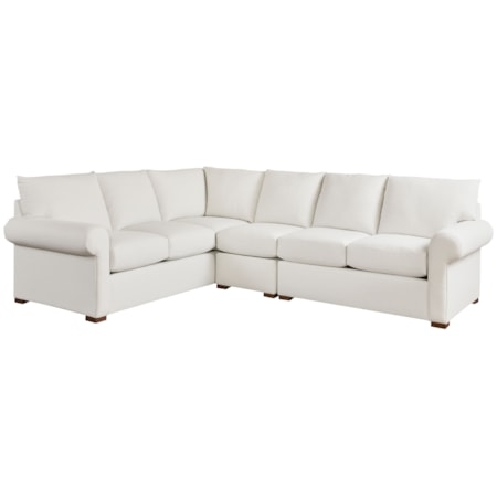 Sectional Sofa with Large Square Ottoman, Light Gray