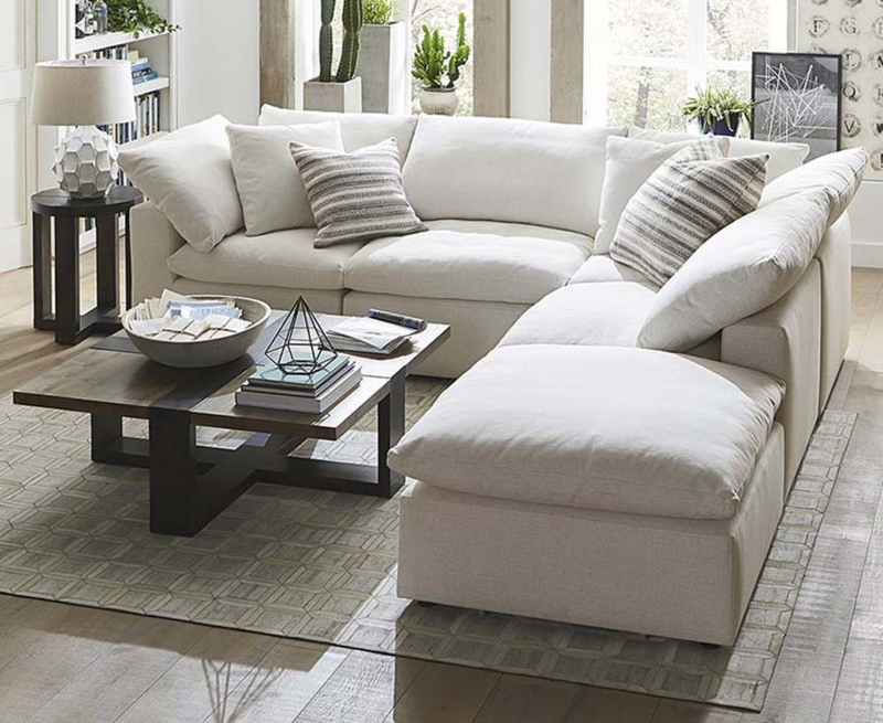 Sectional Sofa with Loose Back Cushions, Transitional Design Styling.