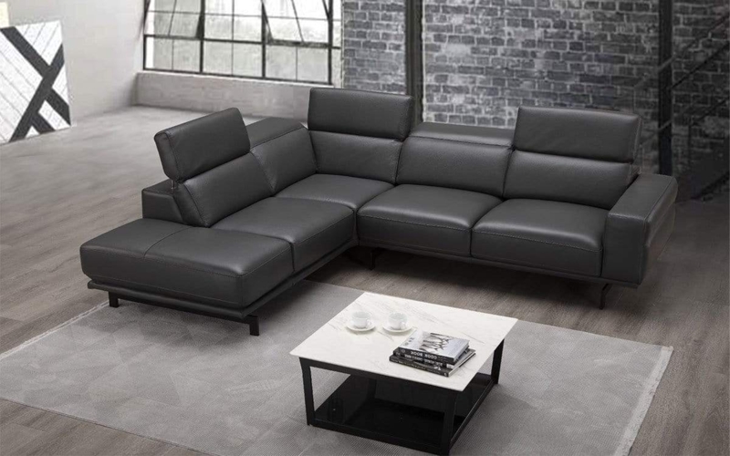 Sectional Sofa with Polished Chrome Legs, Urban Apartment Styling.