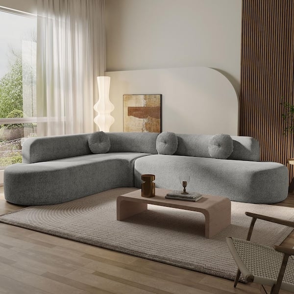 Sectional Sofa with Spherical Pillows, Low Profile Base