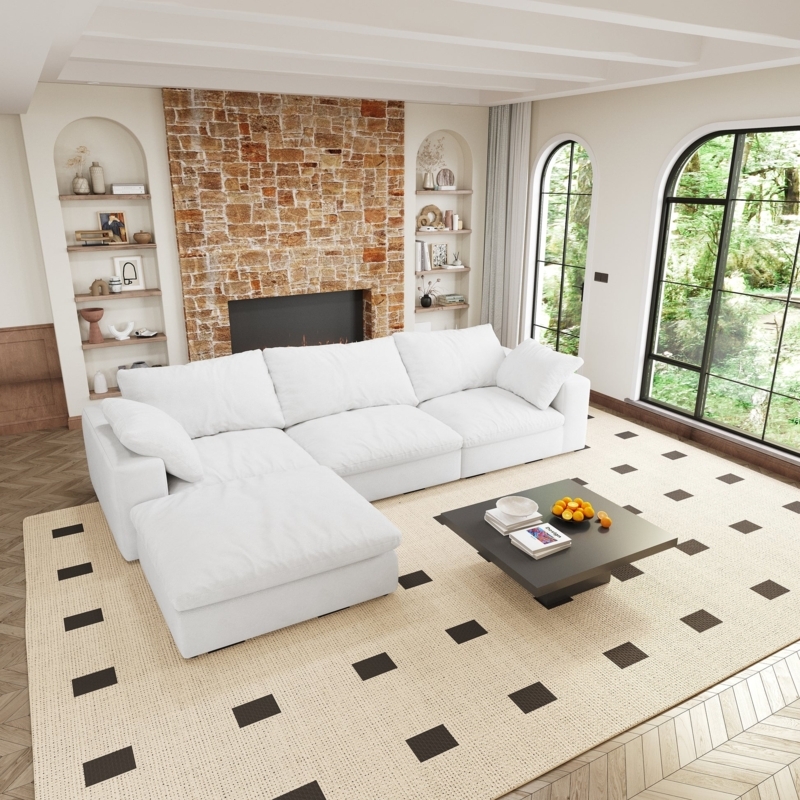 Sectional Sofa with Ultra Low Profile, Modular Segments, and Track Arms