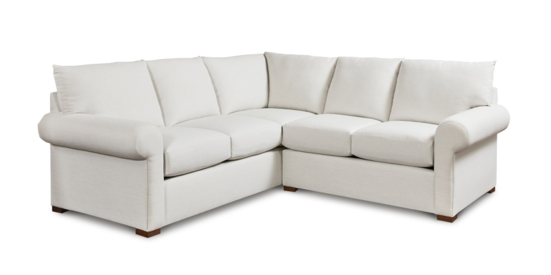 Sectional Sofa with White Upholstery, Roll Arms