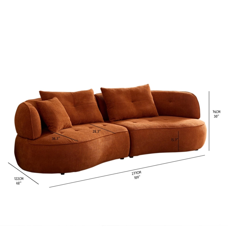 Serene Curved Sectional Sofa with Ribbed Boucle Texture