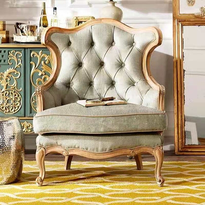 Settee French Country Cream Diamond Tufted Cabriole Legs Elegant