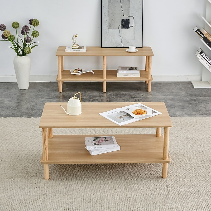 Side Table with Two-Tier Design, Square Top, Matte White Finish