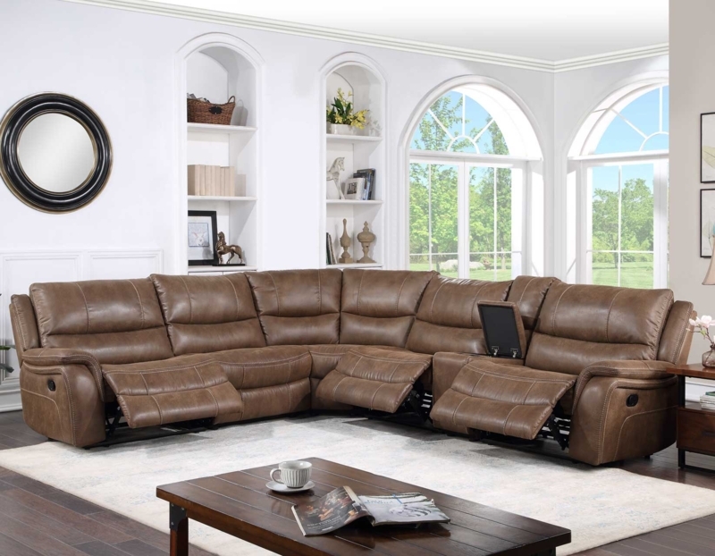 Six-Piece Modular Sectional Sofa Tufted Back Charcoal Gray