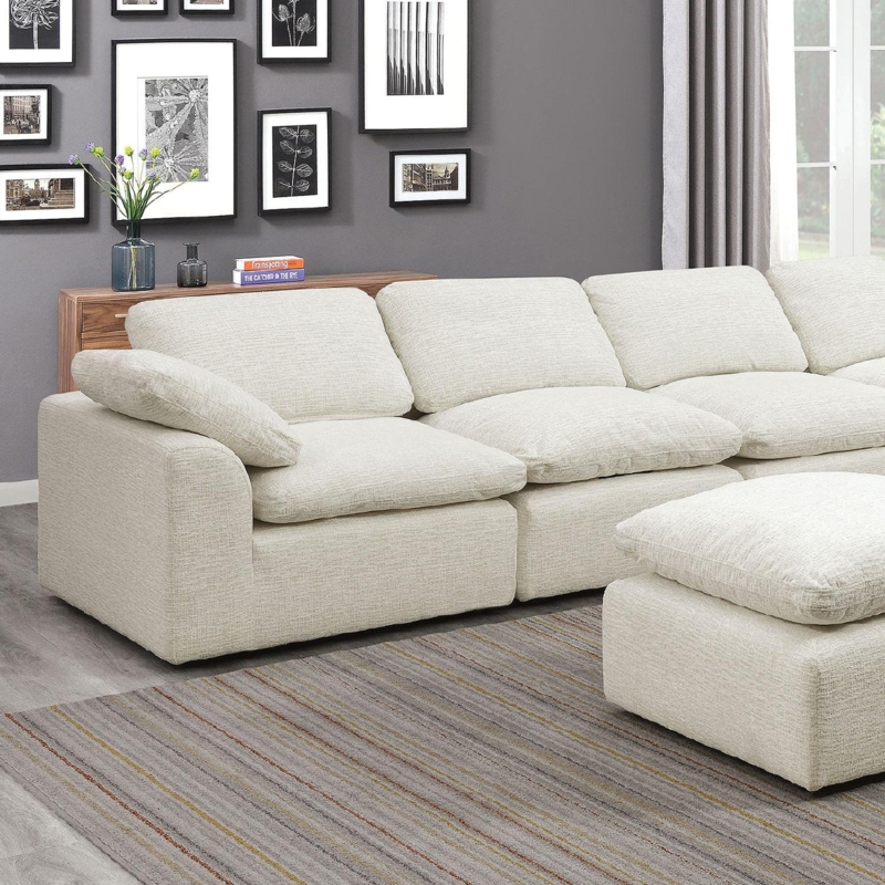 Six-Piece Modular Sectional Sofa with Deep Seating