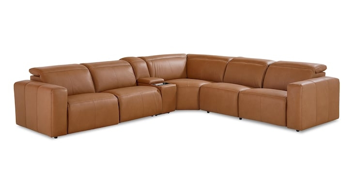 Slate Gray Leather-Like Power Reclining Sectional with Console