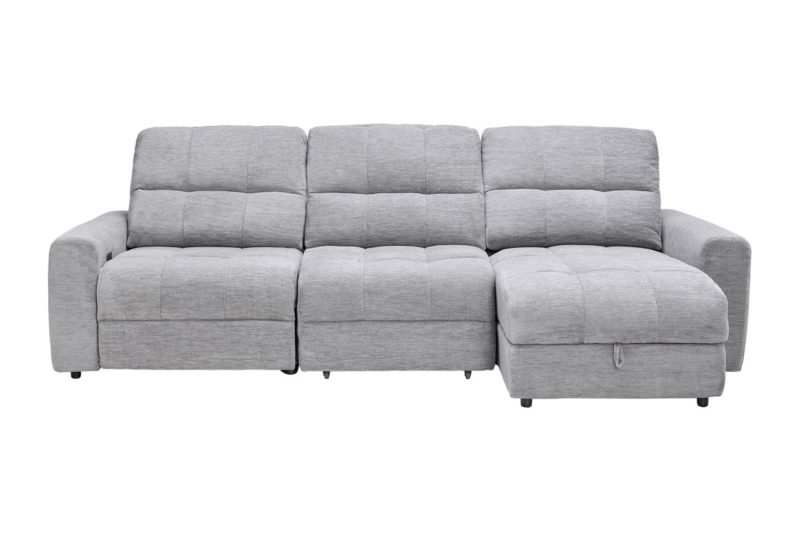 Slate Gray Power Reclining Sectional Sofa with Wide Track Arms