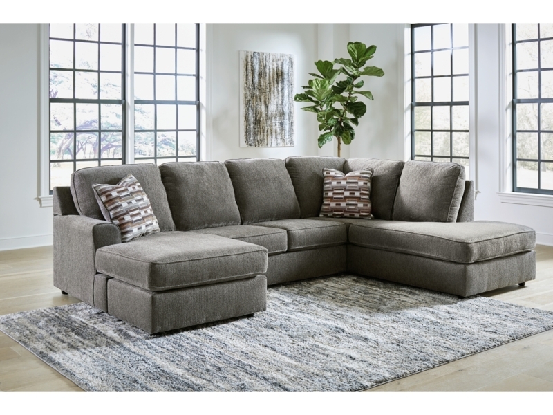 Slate Gray Sectional Sofa Chaise Track Arms Transitional Living Room