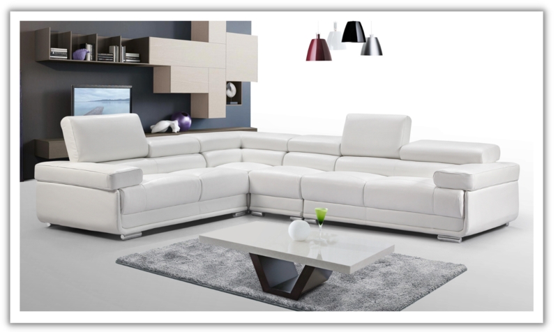 Sleek Grey Sectional Sofa with Adjustable Headrests