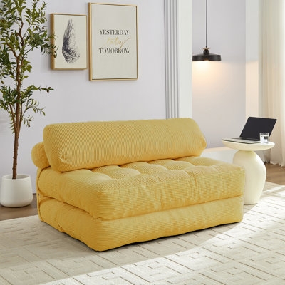 Sleeper Chair Floor Based Design Navy Tufted Folding Convertible