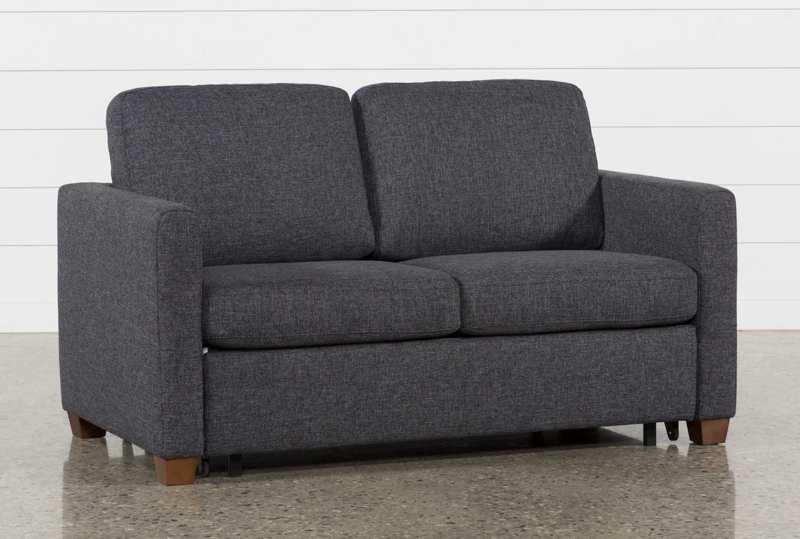 Sleeper Loveseat Black Armless Silhouette Woven Fabric Tapered Legs