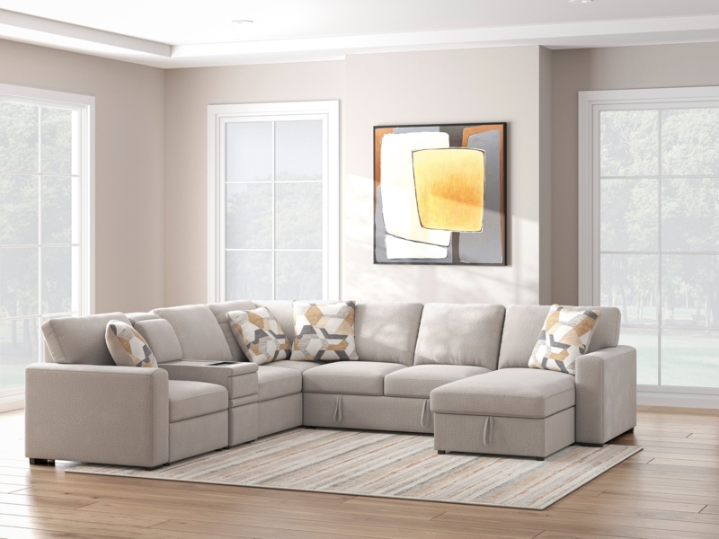 Sleeper Sectional Sofa Charcoal Gray Pull-Out Chaise Lounge