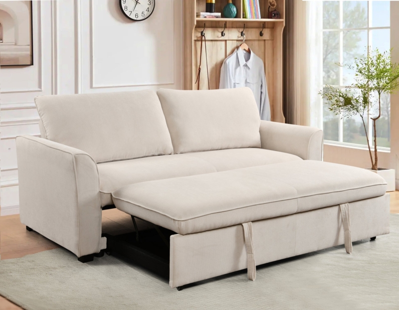 Sleeper Sofa 3 In 1 Convertible Charcoal Gray Fabric Modern Tapered Legs