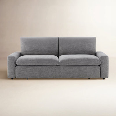 Sleeper Sofa: Modern Upholstered Sleeper Sofa, Light Gray Woven Texture