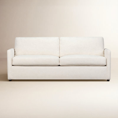 Sleeper Sofa: Transitional Rolled Arm Sofa, Beige Piped Edges