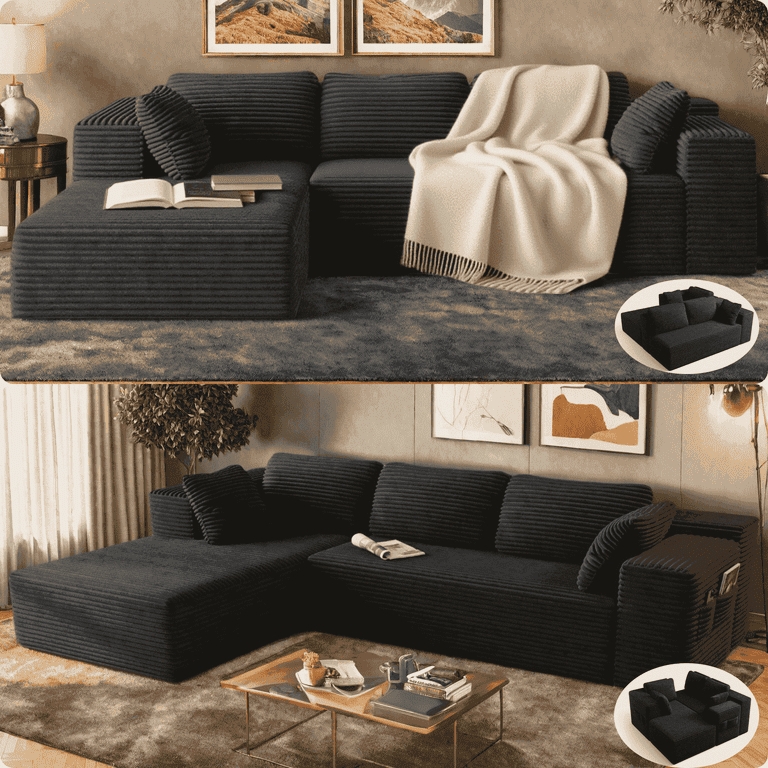 Sleeper Sofa with Side Pocket, Light Gray Tufted Back Loveseat