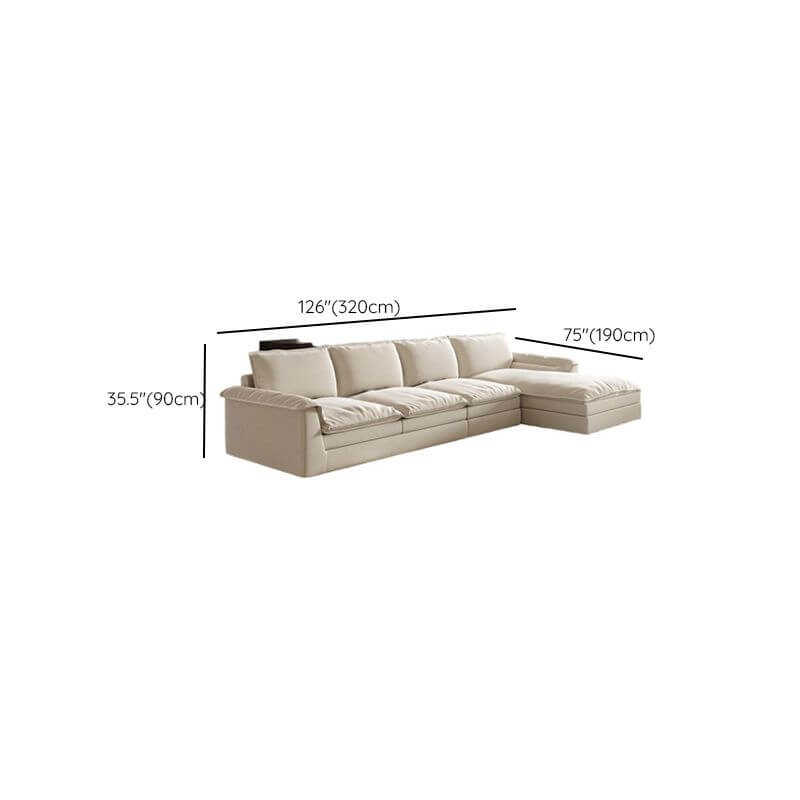 Slipcovered Sectional Right Hand Facing Chaise Skirted Base Ivory