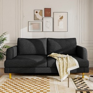 Small Space Black Loveseat with Square Arms and Tapered Wood Legs