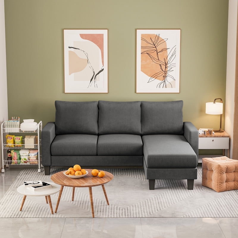 Small Space Sectional Sofa with Reversible Chaise and Tapered Legs