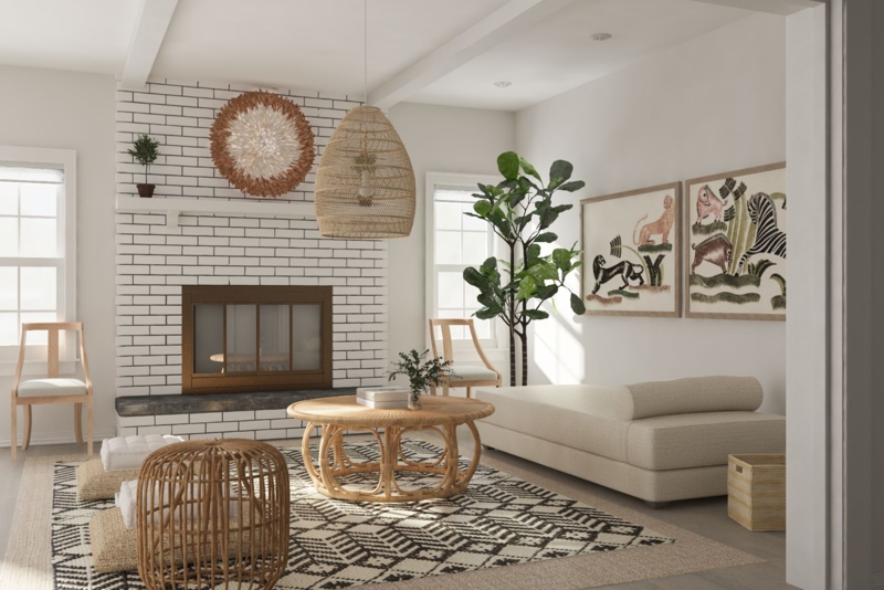 Social Seating Circle Layout with Curved Neutral Accent Chairs