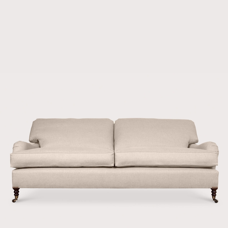 Sofa Basketweave Texture Turned Legs with Casters Flax Beige