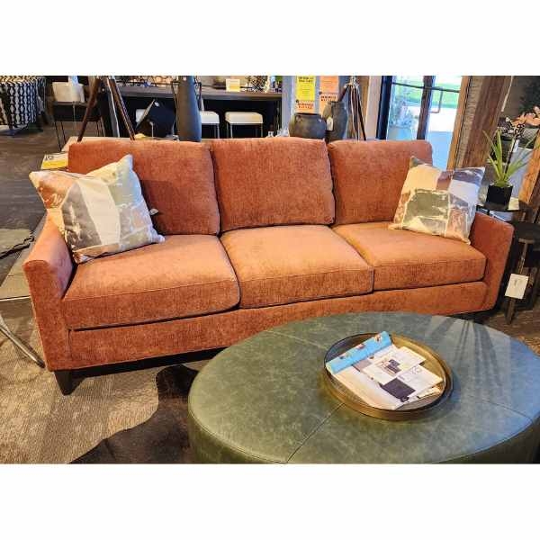 Sofa Beige Upholstery Track Arms Loose Back Tapered Legs
