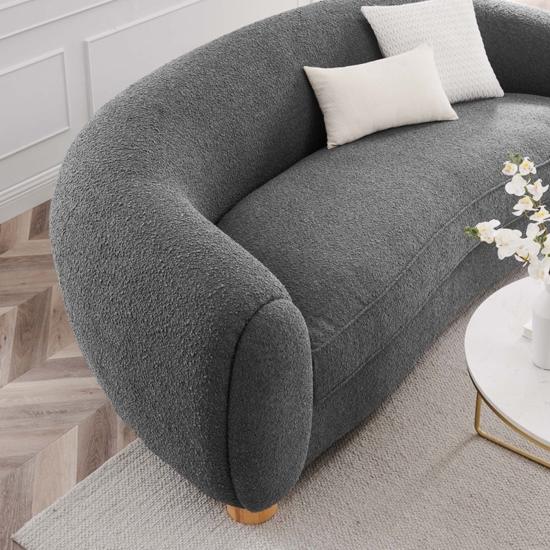 Sofa Boucle Scandinavian Inspired Low Profile Curved