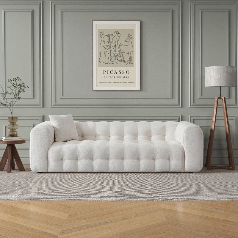 Sofa Boucle Tapered Legs Mid-Century Modern Style