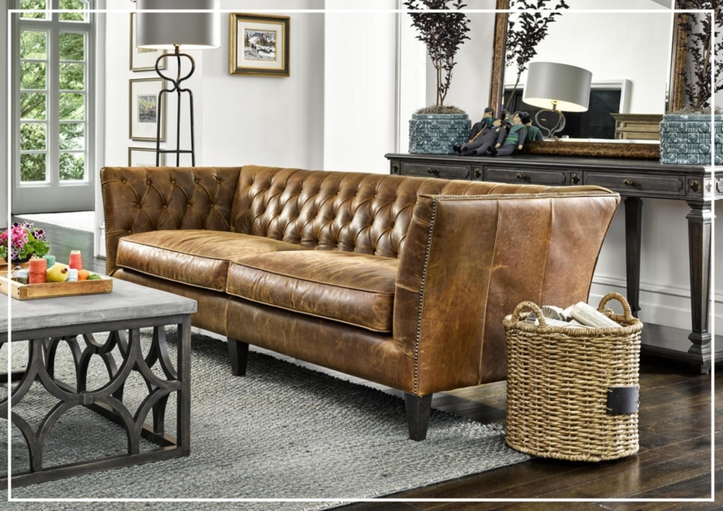 Sofa Brown Leather-Like Diamond Tufting Rolled Arms Two-Seater